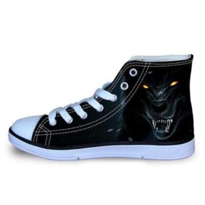 High-top Wolf Printed Canvas Shoes